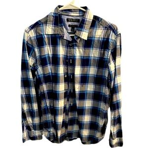 Banana Republic custom 078 wash shirt‎ Camden fit size small blue flannel